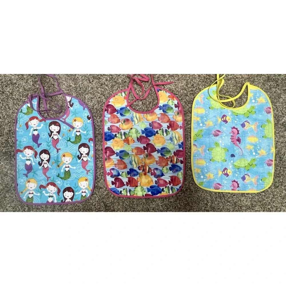 Lot Of 6 Quilted Handmade Bibs Girly Theme Large Size‎ 12